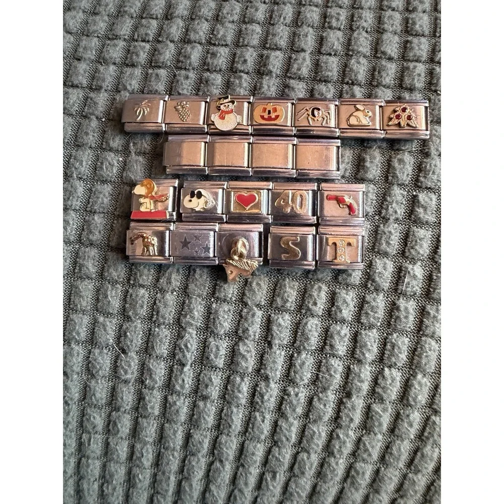 Vintage Mixed Lots of Italian Charms 21 Pieces Stainless Steel Name Brand Charms